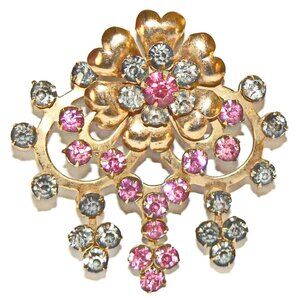 Unique‎ Vintage Rhinestone Gold Plated Brooch